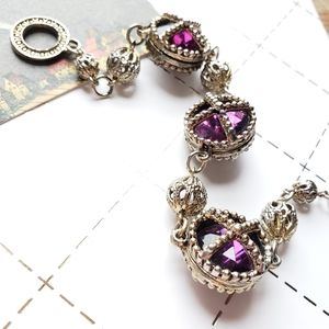 Vintage Royal Purple Gemstone Costume Bracelet